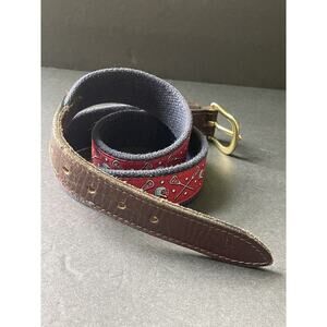 Vineyard Vines by Shep & Ian Canvas Club Belt Lacrosse Red Blue Brass Men's 30